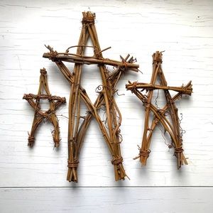 3 Rustic Grapevine Stars